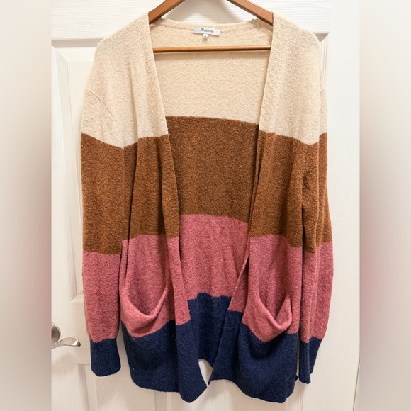 Madewell Sweaters - Madewell Merino Wool Alpaca Stripe Print Cozy Walker Cardigan Size L